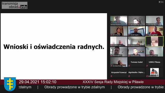Sesja Rady Miejskiej w Pilawie - 29.04.2021