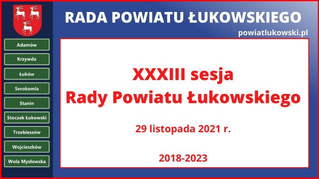 Sesja Rady Powiatu Łukowskiego - 29.11.2021