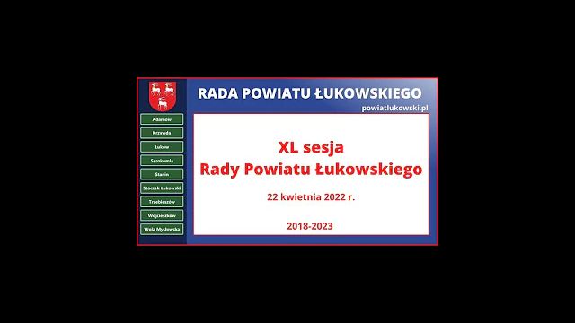 Sesja Rady Powiatu Łukowskiego - 22.04.2022